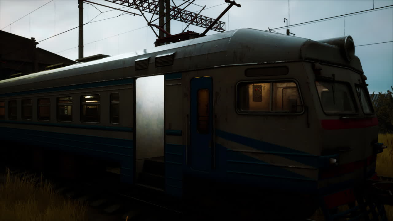 오래된 열차 와 새로운 열차 가 있는 버려진 열차 정거장