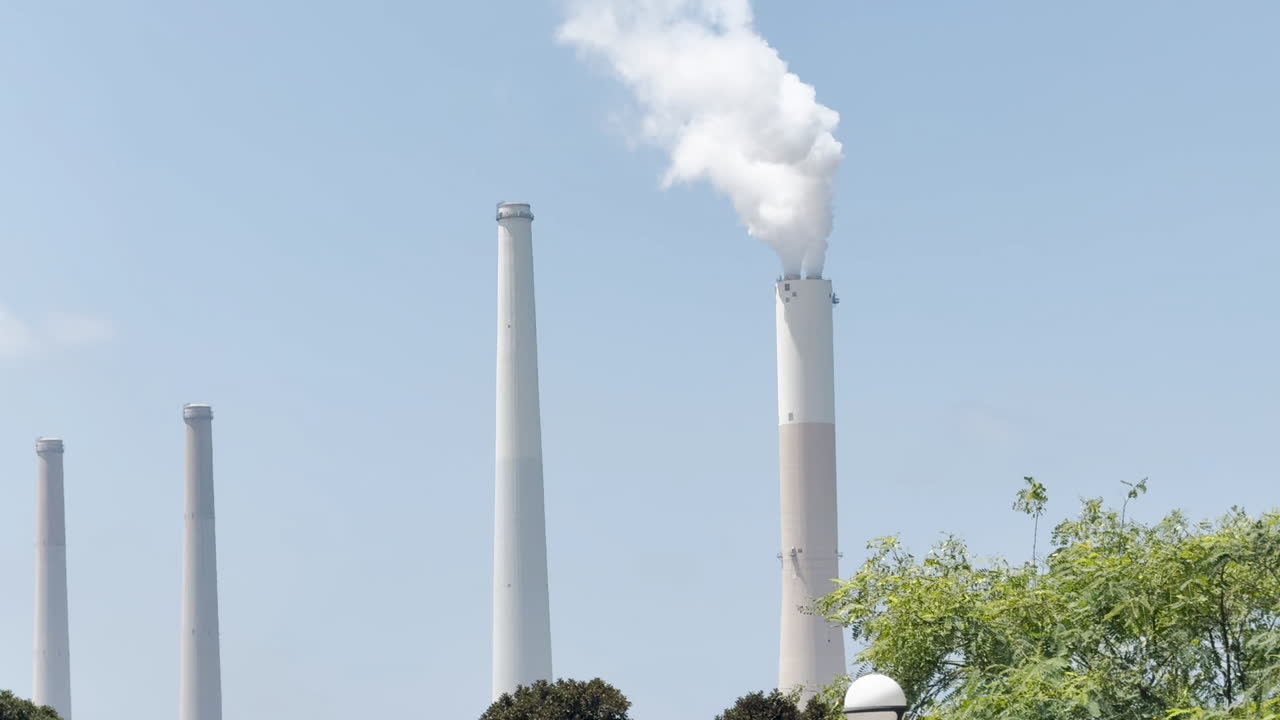 Hadera power station smokestacks in Israel