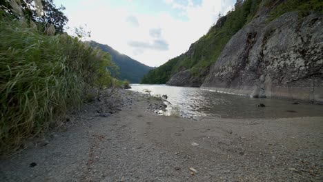 Puelo-Lake-shore,-Chubut,-Patagonia,-Argentina,-wide-shot-static