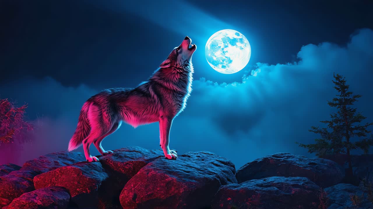 Wolf Howling at the Moon