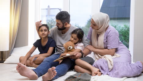 islamic family in the living room.