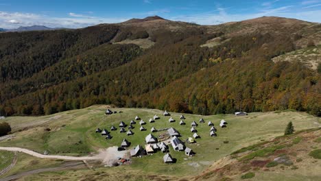 alpine mountain village in autumn