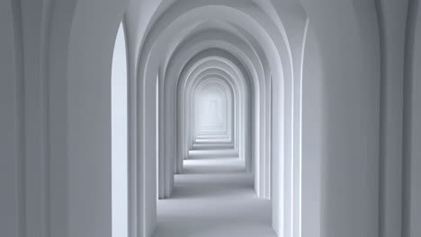 endless white arched hallway perspective