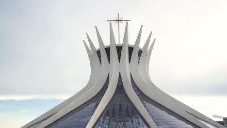 Facade-of-the-Metropolitan-Cathedral-of-Brasília-located-on-the-Esplanada-dos-Ministérios-in-the-Monumental-Axis-in-Asa-Sul