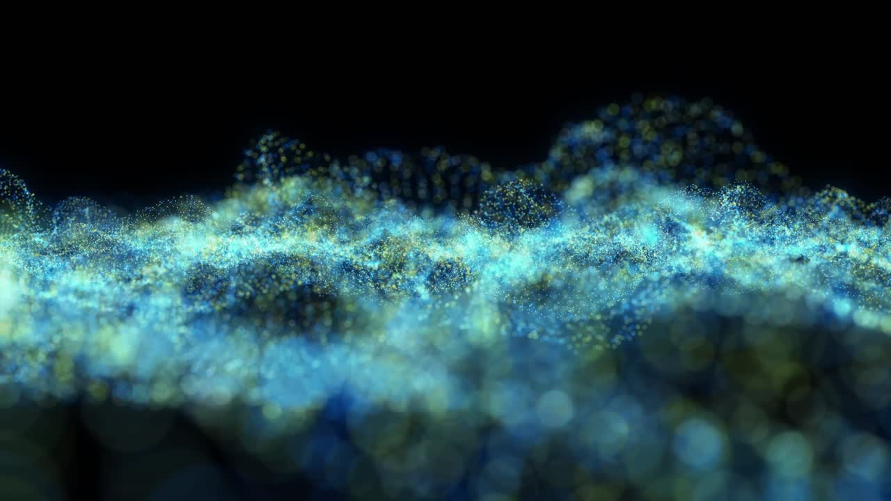 Abstract Motion Digital Particles and Lights Background. AI and Cyber Technology Concept