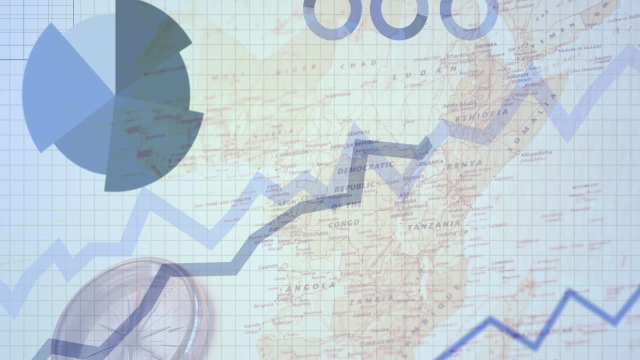 아프리카 지도에 대한 통계 및 데이터 처리의 애니메이션