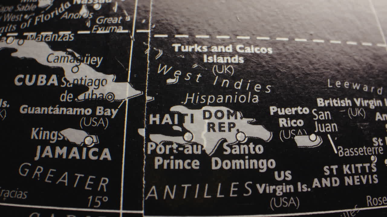 Close-up of a Globe Showing the Caribbean Region