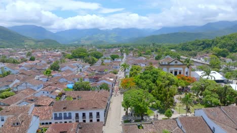 Paraty,-rio-de-Janeiro,-RJ,-Brazil,-travel-out,-drone-footage,-and-Mountain-Brazilian-culture,-old-church,-historic-city