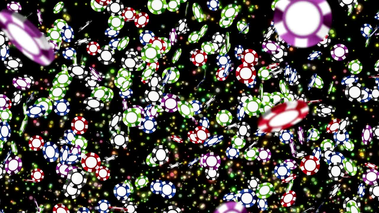 las partículas del chip del casino, la animación cg, el bucle,