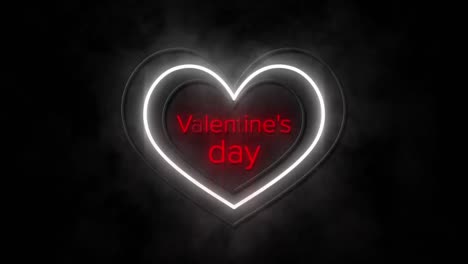 Animation-of-valentines-day-in-neon-on-black-background