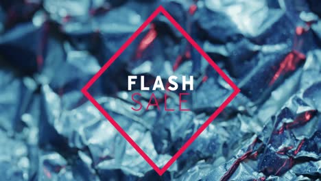 animación del texto de flash hsale sobre un primer plano de papel arrugado
