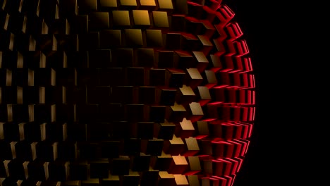 esfera abstracta de bloques cúbicos volumétricos. objeto de arte gira dinámicamente a su alrededor. en bucle