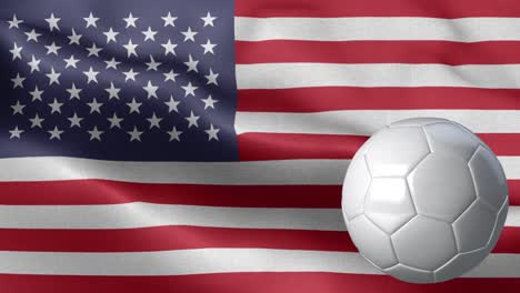 flag of united states and soccer ball - united states flag high detail - soccer ball and flag