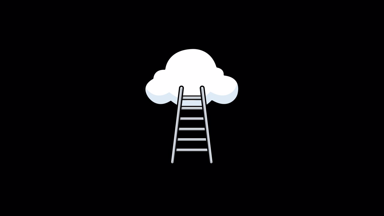白い雲へと続くアニメーションのはしご。