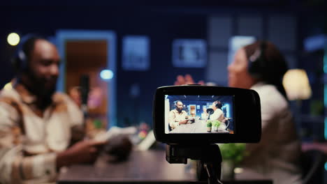 close up of equipment used to film online podcast episode