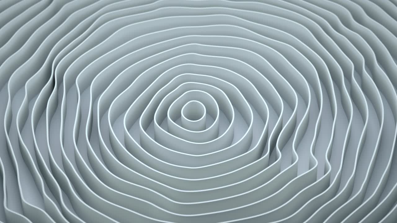 White wavy circular lines 3D render seamless loop animation