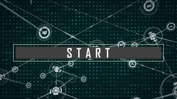 Animation of start text and connected graphs and globe with person icons
