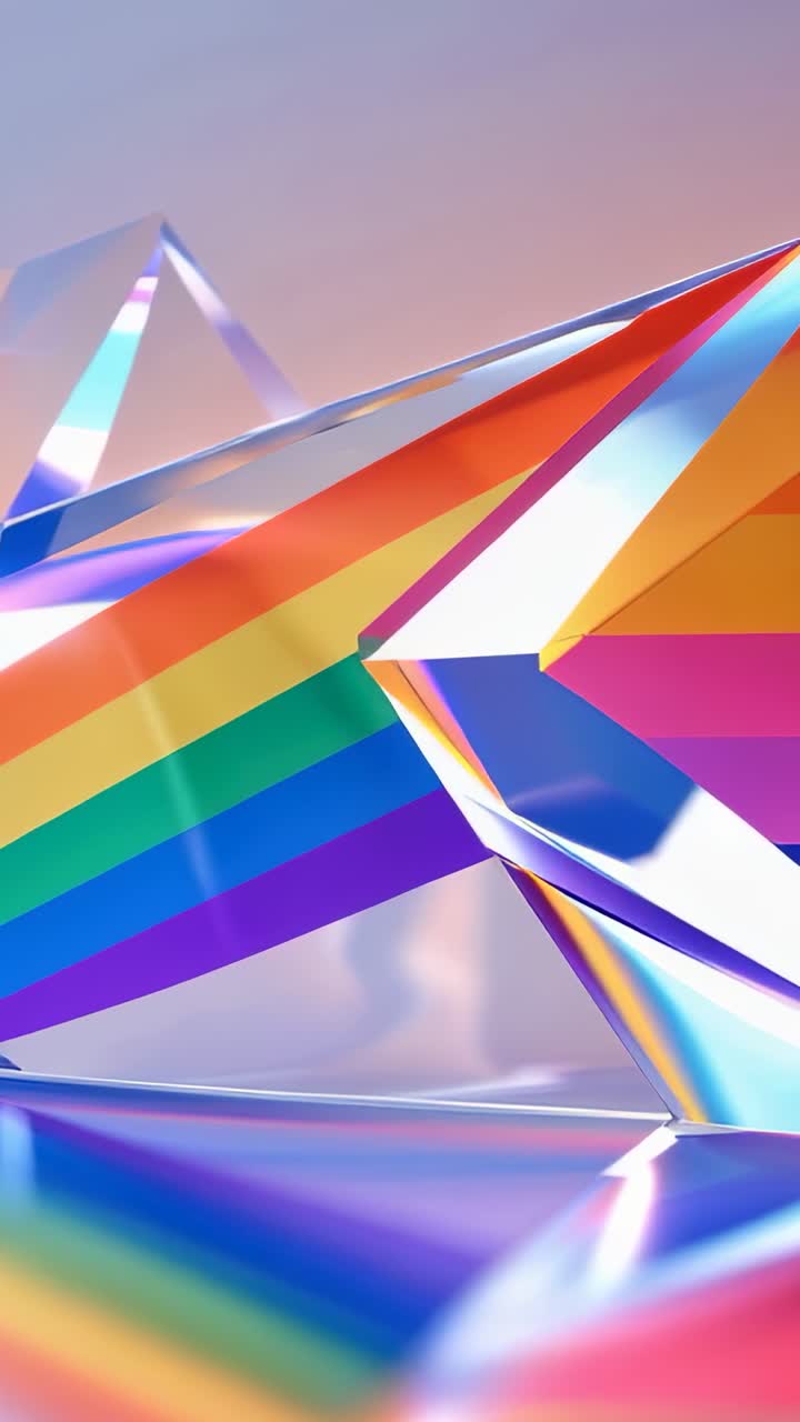 Vertical video: Loop running showing abstract prism reflecting on base in studio, gradient shifting