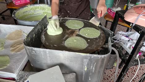 sequential preparation of fluffy cotton candy roti.