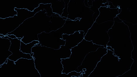 animation of fine blue electrical waves or lightning on a black background