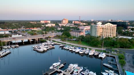 Melbourne-Florida-aerial-push-in-with-freight-train