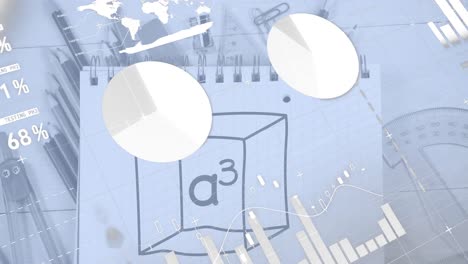 animation of data processing over school equipment