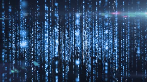 animation of light trails over data processing over computer code