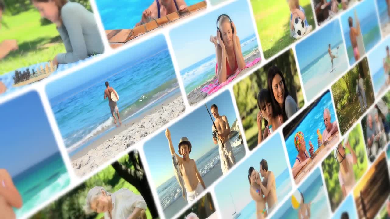 Montage of people relaxing outdoors