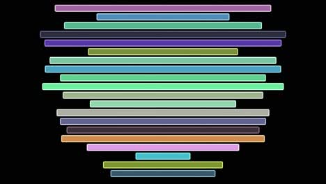 barras coloridas que se escalan al azar en el eje x y cambian de color en el fondo negro gráficos de movimiento 2d animación abstracta