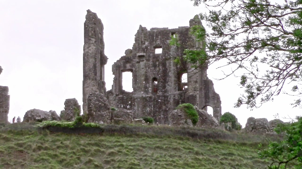 The ruins of Corfe castle, 1066 medieval castle from the English Civil War