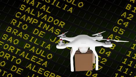 delivery drone against the flight schedule table