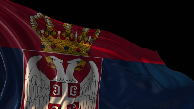 Bandiera sventolante della Serbia