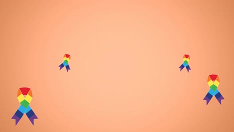 animation of rainbow ribbons on orange background