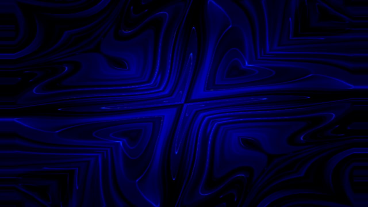 Unique colorful kaleidoscope fractal dark blue marble pattern movement background.