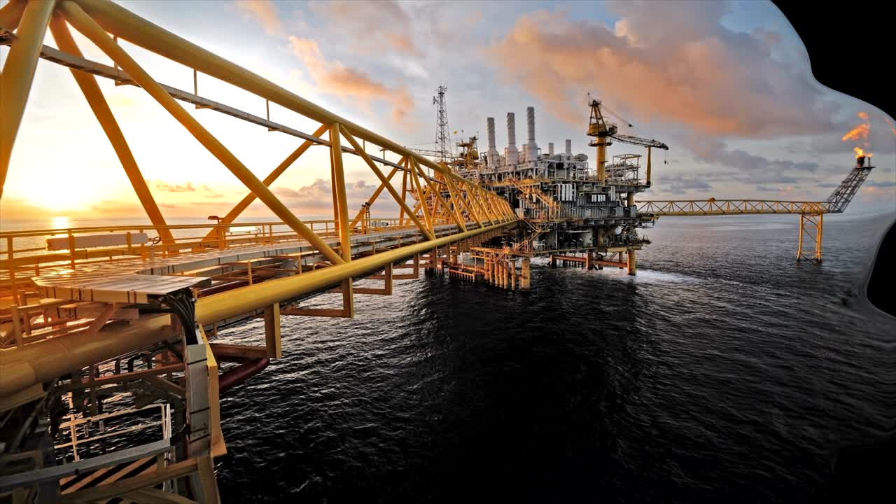 planta de refinería de petróleo con fondo de efecto líquido de mercurio