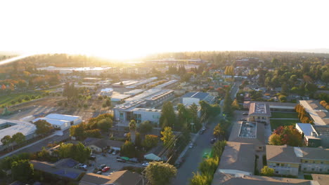aerial view of a town at golden hour