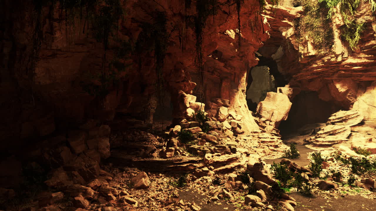 entrada a una cueva en una jungla tropical