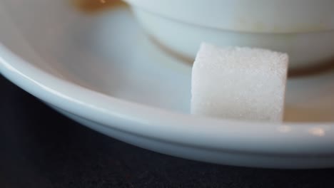 sugar cube on saucer