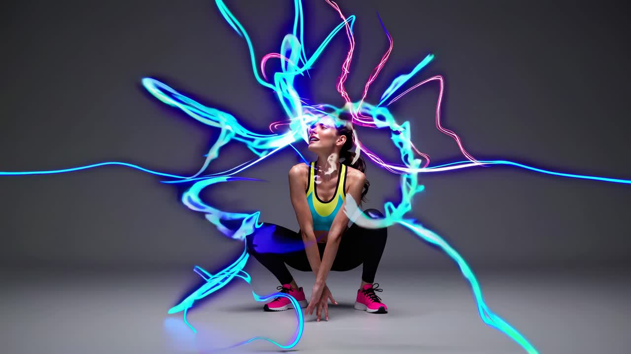 에너지 조명 페인팅 피트니스 모델