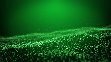 simulation of sea waves with particle effect of green color