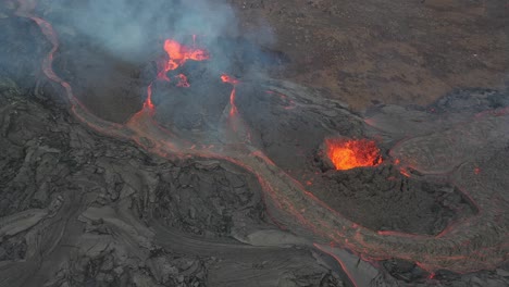 aerial view of a volcanic eruption