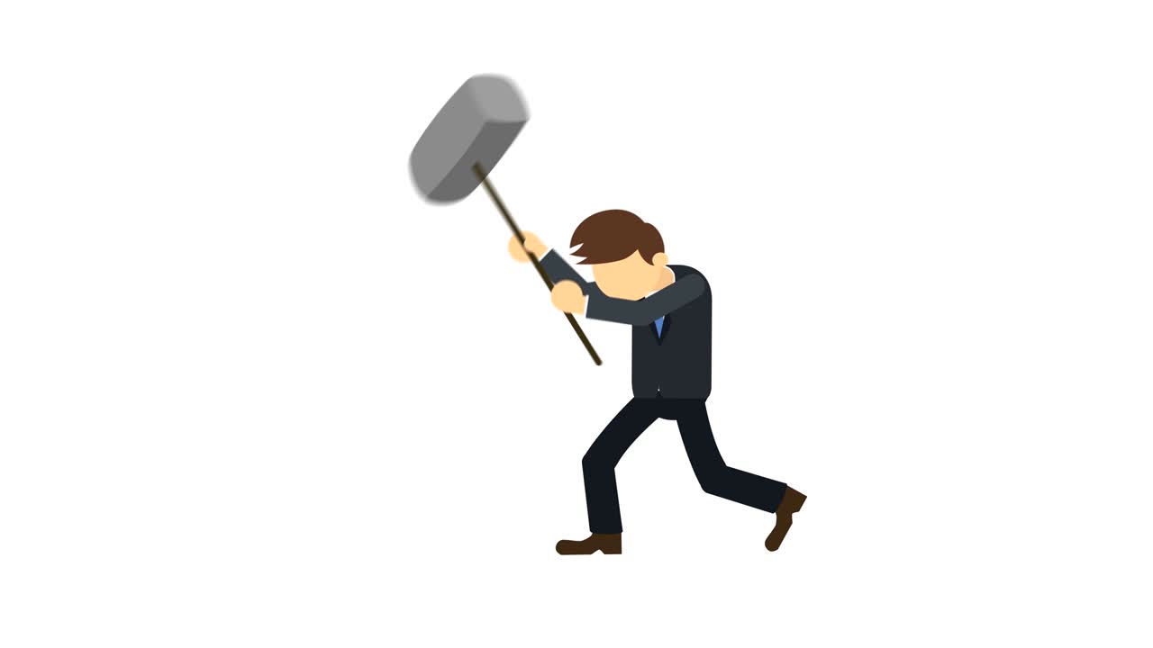 벽을 깨는 사업가: 자유와 도전 개념: 평평한 스타일의 루프 일러스트레이션