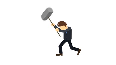 hombre de negocios rompiendo la pared. libertad y concepto de desafío. ilustración de bucle en estilo plano.
