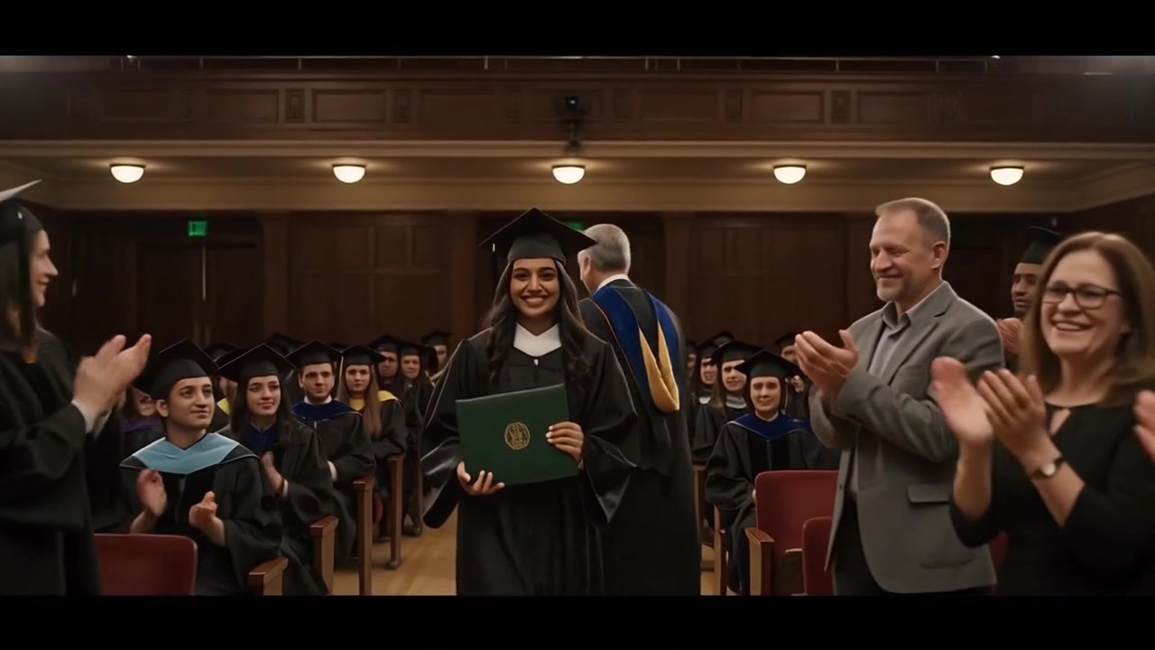 Graduate Receiving Diploma on Stage During Commencement Ceremony