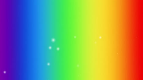 animation of multiple white spots moving on seamless loop over rainbow background