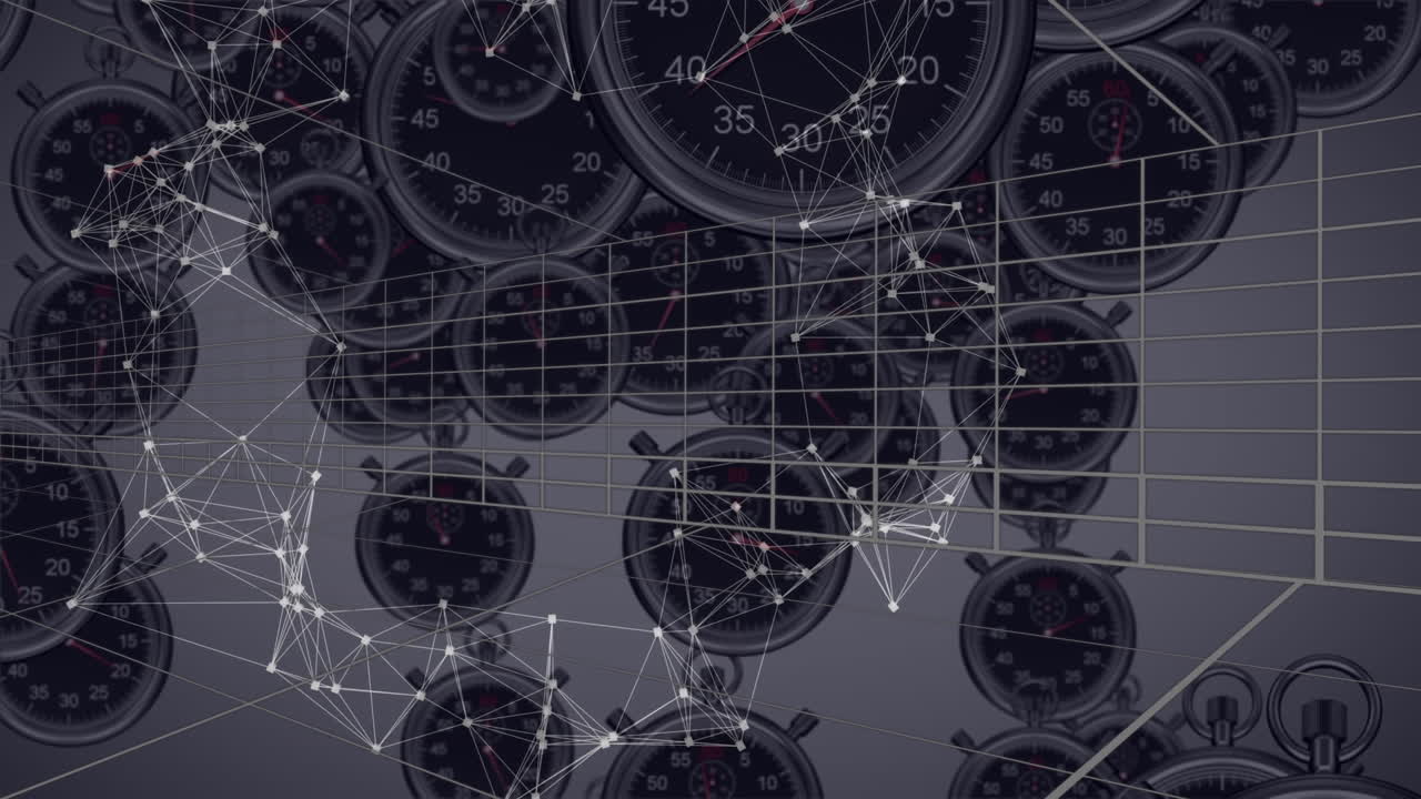 animación de la red de conexiones a través de temporizadores sobre fondo blanco