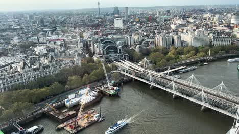 London River Thames Port Bridge Aerial Shot