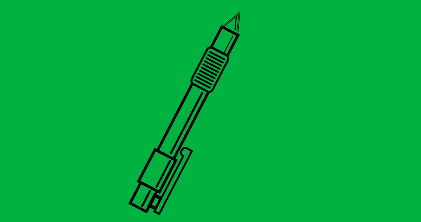Digital animation af pen-ikon, der bevæger sig mod hvid baggrund