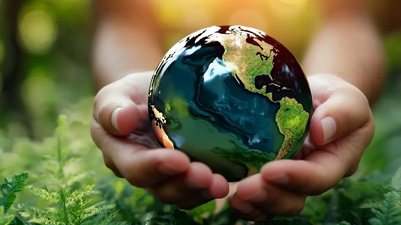 una persona sosteniendo una pequeña tierra en sus manos