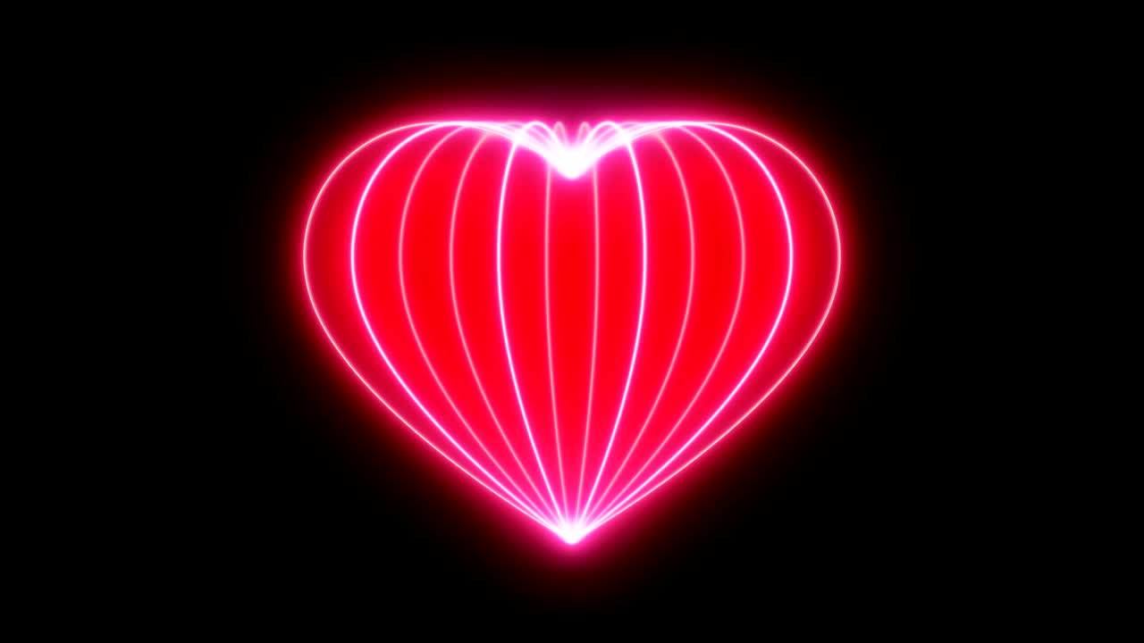 Forma di cuore e animazione di luci al neon rosa